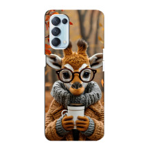 Друкований чохол 'Звірята з кавою' для Oppo Reno5 4G – Жираф з кавою