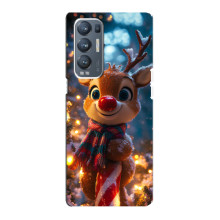 Яркий чехол для Oppo Reno5 Pro Plus 5G с Зимними Оленятами – Олень в шарфе