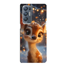 Яркий чехол для Oppo Reno5 Pro Plus 5G с Зимними Оленятами – Оленёнок среди гирлянд