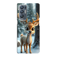 Яркий чехол для Oppo Reno5 Pro Plus 5G с Зимними Оленятами – Оленёнок в лесу