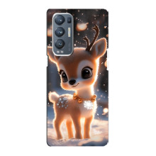 Яркий чехол для Oppo Reno5 Pro Plus 5G с Зимними Оленятами – Оленёнок