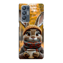Печатный чехол «Зверята с кофе» для Oppo Reno5 Pro Plus 5G – Зайчик с кофе