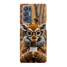 Печатный чехол «Зверята с кофе» для Oppo Reno5 Pro Plus 5G – Жираф с кофе