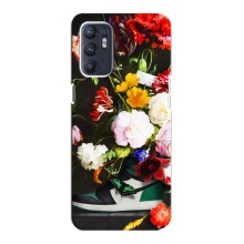 Брендновые Чехлы для Oppo Reno6 4G - (PREMIUMPrint) (Nike цветы)