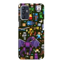 Чехол Майнкрафт на Oppo Reno6 4G (AlphaPrint) Minecraft (Коллаж Майнкрафт)