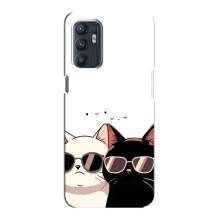 Чехол с рисунком кот на Oppo Reno6 4G – Коты в очках