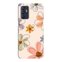Чехол с цветочным принтом на Оппо Рено 6 (4G) (Разноцветные цветы)