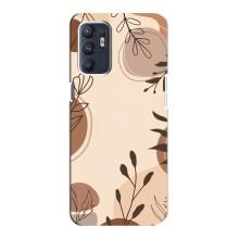 Чехол с цветочным принтом на Оппо Рено 6 (4G) (Коричневые цветы)
