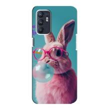 Чехол с принтом стильные животные для Оппо Рено 6 (4G) – Кролик в очках