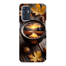 Чехол с уникальным дизайном «Осень с кофе» для Oppo Reno6 4G – Тёмный кофе
