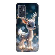 Яркий чехол для Oppo Reno6 4G с Зимними Оленятами – Блистающий оленёнок