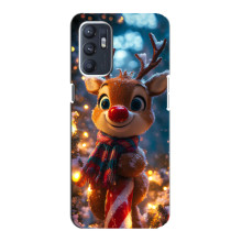 Яркий чехол для Oppo Reno6 4G с Зимними Оленятами – Олень в шарфе