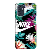 Силиконовый Чехол на Oppo Reno6 5G с картинкой Nike (Цветочный Nike)