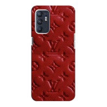 Текстурный Чехол Louis Vuitton для Оппо Рено 6 (5G) – Красный ЛВ
