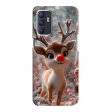 Яркий чехол для Oppo Reno6 5G с Зимними Оленятами