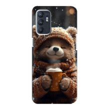 Печатный чехол «Зверята с кофе» для Oppo Reno6 5G – Мишка с кофе