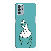 Чохол (Знак сердечка) для Oppo Reno6 Z (Сердечко на бірюзовому)