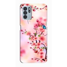 Чохол з картинкою Сакури на Oppo Reno6 Z (Метелики на сакурі)