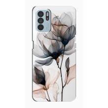 Чехол с цветочным принтом на Оппо Рено 6 Зет – Цветы на белом