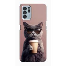 Чохол з принтом стильні тварини для OPPO Reno6 Z – Кіт з кавою