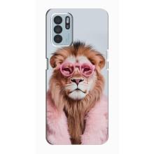 Чохол з принтом стильні тварини для OPPO Reno6 Z – Лев в окулярах
