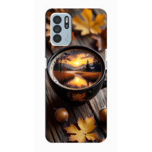 Чехол с уникальным дизайном «Осень с кофе» для Oppo Reno6 Z – Тёмный кофе