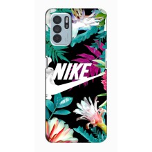 Силиконовый Чехол на Oppo Reno6 Z с картинкой Nike – Цветочный Nike