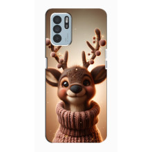 Яскравий чохол для Oppo Reno6 Z з Зимові Оленята – Олень в светрі