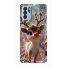 Яркий чехол для Oppo Reno6 Z с Зимними Оленятами
