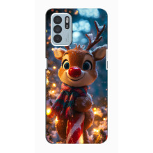 Яскравий чохол для Oppo Reno6 Z з Зимові Оленята – Олень з шарфом