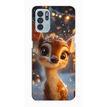 Яскравий чохол для Oppo Reno6 Z з Зимові Оленята – Оленятко серед герлянд