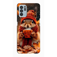 Печатный чехол «Зверята с кофе» для Oppo Reno6 Z – Белка с кофе