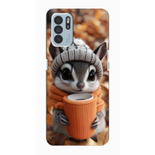 Печатный чехол «Зверята с кофе» для Oppo Reno6 Z
