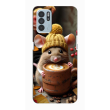 Печатный чехол «Зверята с кофе» для Oppo Reno6 Z – Медведь с кофе