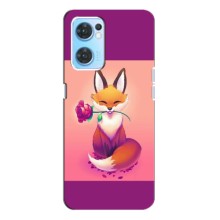 Чохли з картинкою Лисичка для Oppo Reno7 4G (VPrint) (Лиса з трояндою)