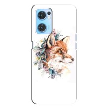 Чохли з картинкою Лисичка для Oppo Reno7 4G (VPrint) (Лиса в квітах)