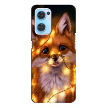 Чохли з картинкою Лисичка для Oppo Reno7 4G (VPrint) (Лисичка в гірляндах)