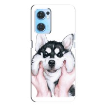 Чохол з Хаскі Oppo Reno7 4G - (AlphaPrint) (Хаскі улибака)