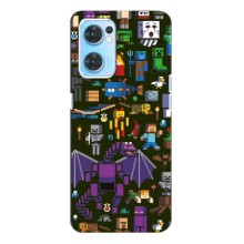 Чохол Майнкрафт на Oppo Reno7 4G (AlphaPrint) Minecraft (Колаж Майнкрафт)