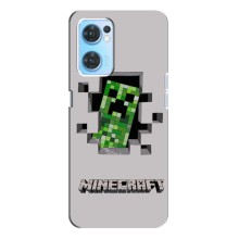 Чохол Майнкрафт на Oppo Reno7 4G (AlphaPrint) Minecraft (кріпер Майнкрафт)