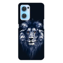 Чохол з картинкою ЛЕВ для Oppo Reno7 4G (VPrint) (Синій Лев)