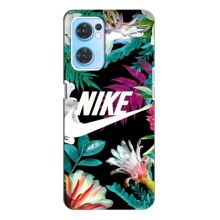 Силиконовый Чехол на Oppo Reno7 4G с картинкой Nike (Цветочный Nike)