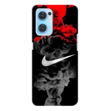 Силиконовый Чехол на Oppo Reno7 4G с картинкой Nike (Nike дым)