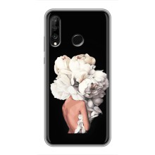 Чехлы (ART) Цветы на Huawei P30 Lite (VPrint) (Белые цветы)