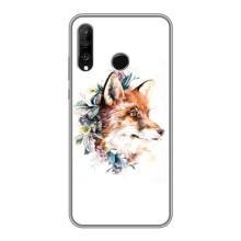 Чохли з картинкою Лисичка для Huawei P30 Lite (VPrint) (Лиса в квітах)