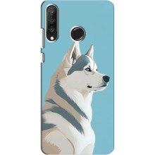 Чехол с Хаски для Huawei P30 Lite - (AlphaPrint) (Хаски арт)