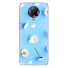 Чехол с Цветами для Xiaomi POCO F2 Pro – ромашки на голубом
