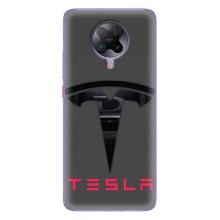 Силіконовий бампер з картинкою машини на Xiaomi POCO F2 Pro (Logo TESLA)