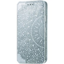 Кожаный чехол книжка GETMAN Mandala (PU) для Xiaomi Poco M3 (Серый)