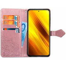 Кожаный чехол (книжка) Art Case с визитницей для Xiaomi Poco M3 (Розовый)